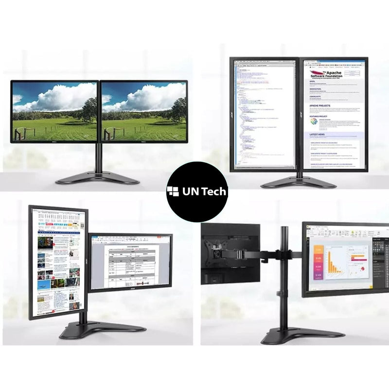 15" - 32'' Dual Monitor Arm Stand, Heavy Duty Computer Monitors Mount - UN Tech