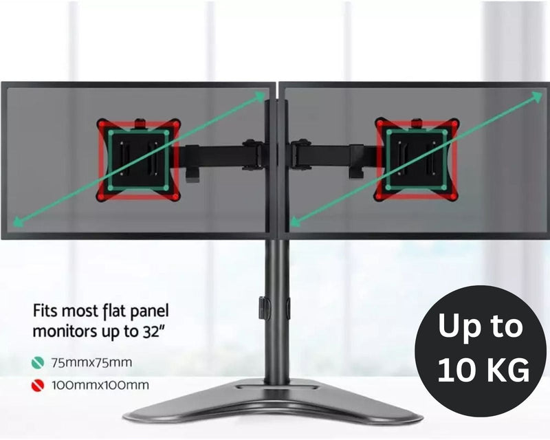 15" - 32'' Dual Monitor Arm Stand, Heavy Duty Computer Monitors Mount - UN Tech