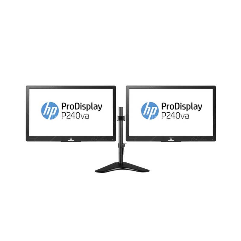 Dual HP P240VA 24" Full HD Monitor with Dual Arm Stand - UN Tech
