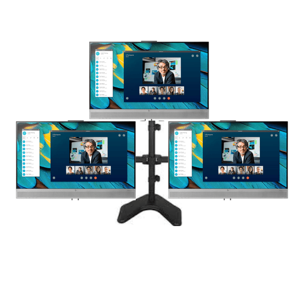 Triple HP E243m 24” FHD Monitor Bundle with Triple Arm Stand - UN Tech